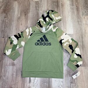 Adidas Boys XL Green Camo Sleeve Pullover Hoodie Sweatshirt NWT